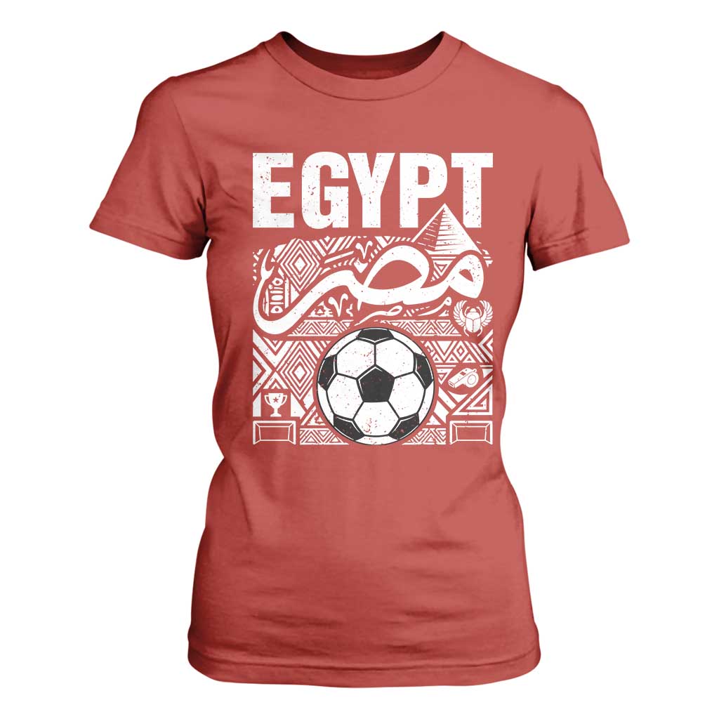 Egypt Soccer Misr Pride Arabic Calligraphy T Shirt For Women Egyptian Football Fans Ancient Pyramid Heritage Graphic TS02 Red Print Your Wear