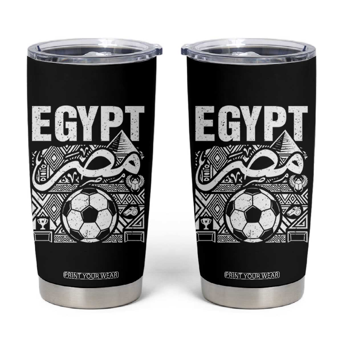 Egypt Soccer Misr Pride Arabic Calligraphy Tumbler Cup Egyptian Football Fans Ancient Pyramid Heritage Graphic TS02 Black Print Your Wear