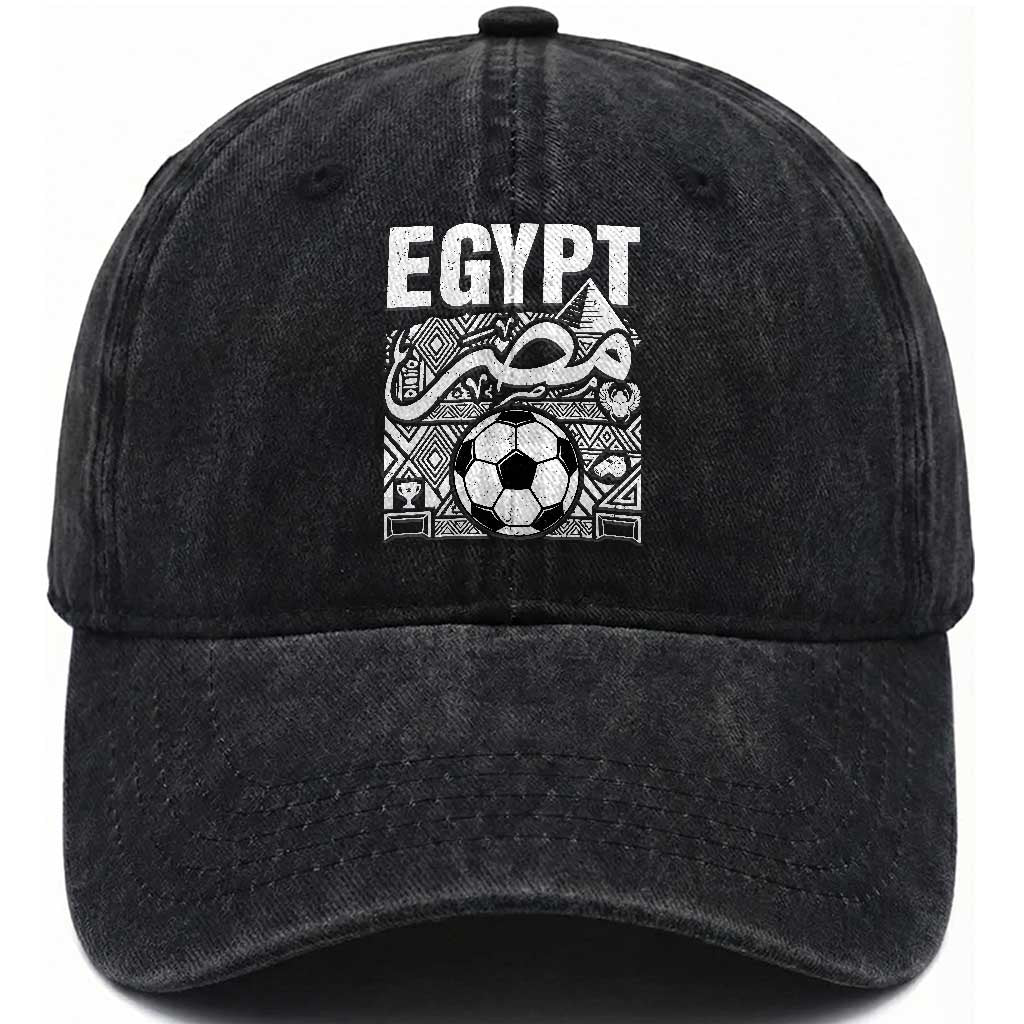 Egypt Soccer Misr Pride Arabic Calligraphy Washed Cotton Baseball Cap Egyptian Football Fans Ancient Pyramid Heritage Graphic TS02 Print Your Wear