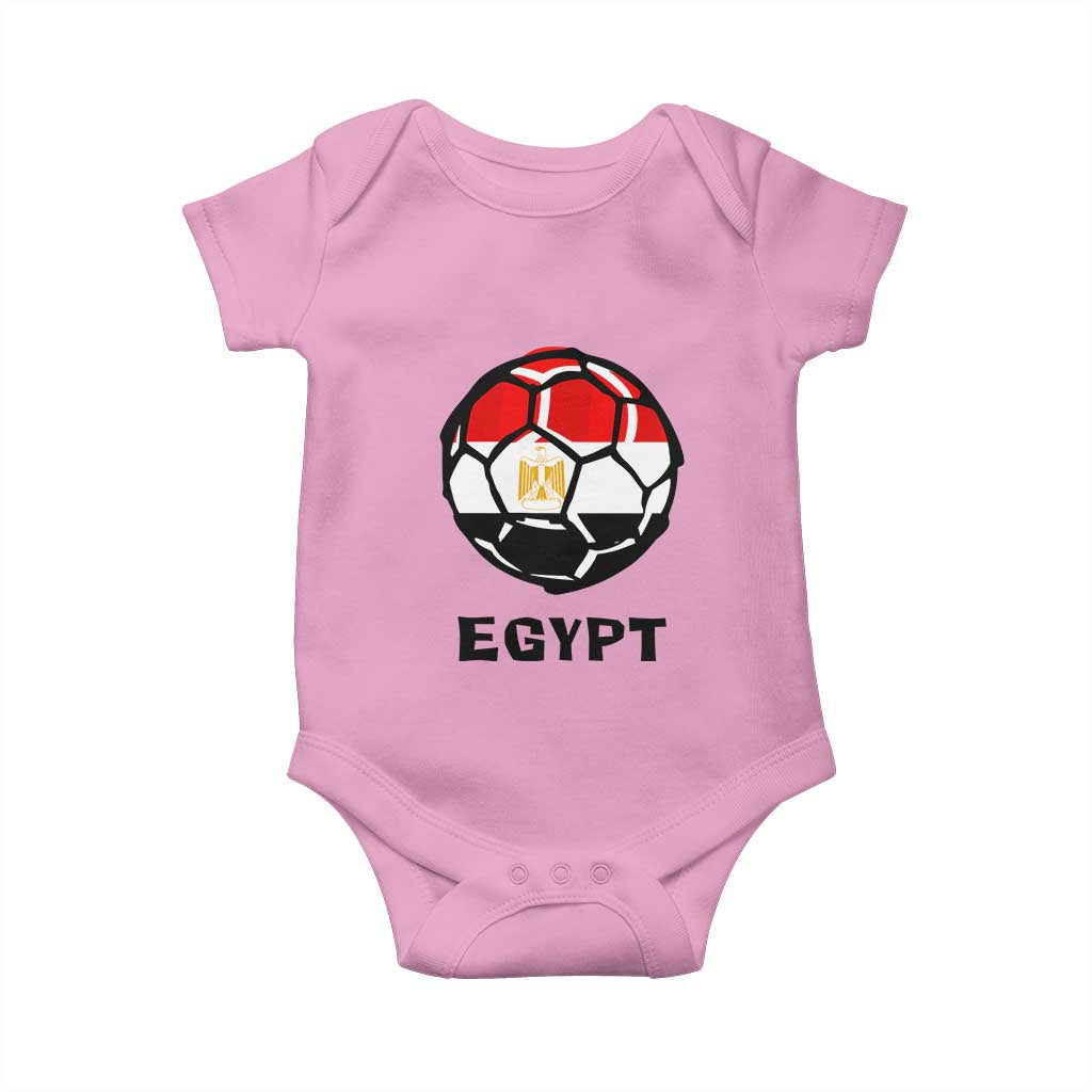 Egyptian Flag Soccer Ball Graphic Baby Onesie Egypt Pride Sports Football Fans Match Day TS02 Light Pink Print Your Wear