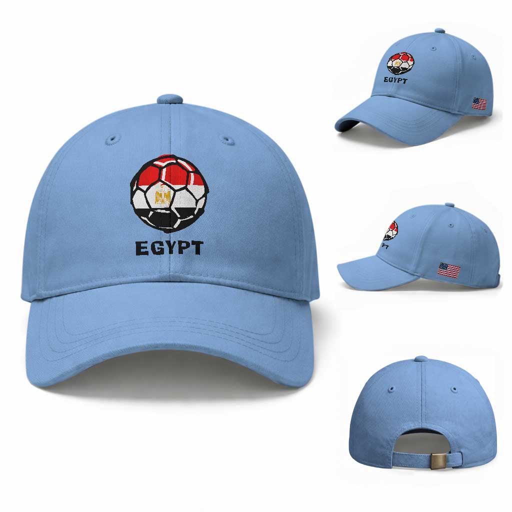 Egyptian Flag Soccer Ball Graphic Baseball Cap Egypt Pride Sports Football Fans Match Day TS02 Baseball Cap Universal Fit Light Blue Print Your Wear
