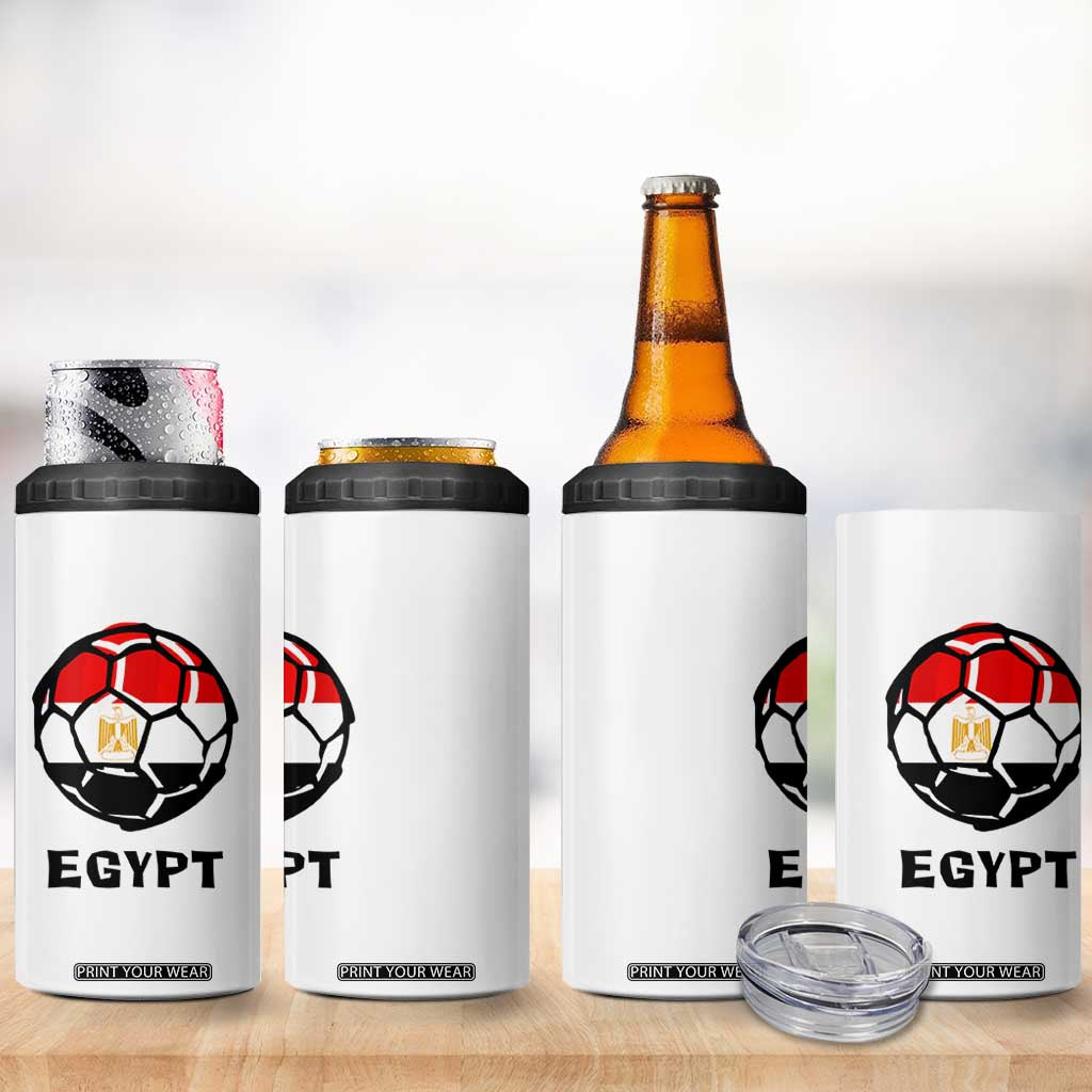 Egyptian Flag Soccer Ball Graphic 4 in 1 Can Cooler Tumbler Egypt Pride Sports Football Fans Match Day TS02 Print Your Wear