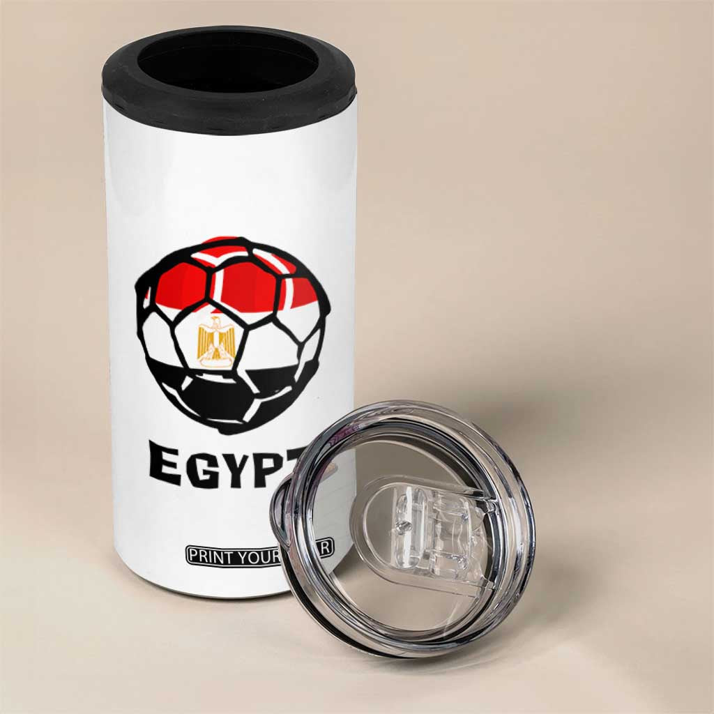 Egyptian Flag Soccer Ball Graphic 4 in 1 Can Cooler Tumbler Egypt Pride Sports Football Fans Match Day TS02 Print Your Wear