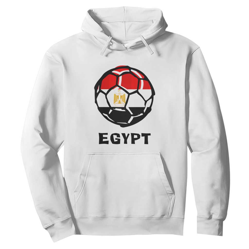 Egyptian Flag Soccer Ball Graphic Hoodie Egypt Pride Sports Football Fans Match Day TS02 White Print Your Wear