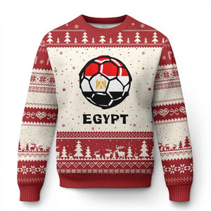 Egyptian Flag Soccer Ball Graphic Ugly Christmas Sweater Egypt Pride Sports Football Fans Match Day TS02 Beige Red Print Your Wear