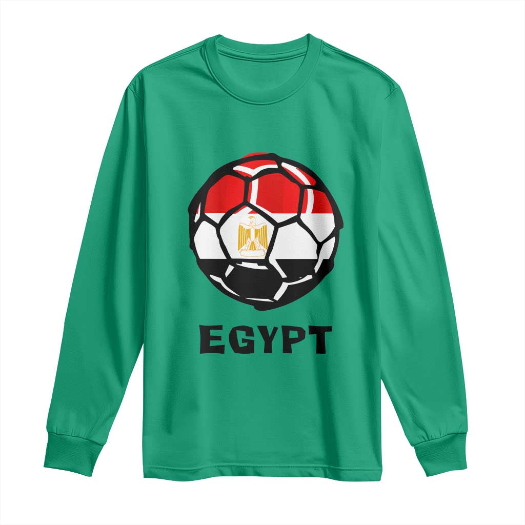 Egyptian Flag Soccer Ball Graphic Long Sleeve Shirt Egypt Pride Sports Football Fans Match Day TS02 Irish Green Print Your Wear