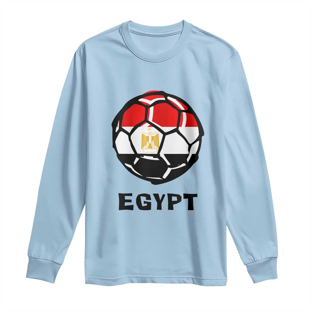 Egyptian Flag Soccer Ball Graphic Long Sleeve Shirt Egypt Pride Sports Football Fans Match Day TS02 Light Blue Print Your Wear