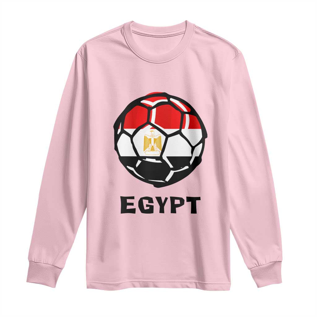 Egyptian Flag Soccer Ball Graphic Long Sleeve Shirt Egypt Pride Sports Football Fans Match Day TS02 Light Pink Print Your Wear