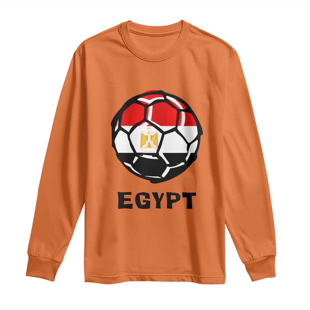 Egyptian Flag Soccer Ball Graphic Long Sleeve Shirt Egypt Pride Sports Football Fans Match Day TS02 Orange Print Your Wear