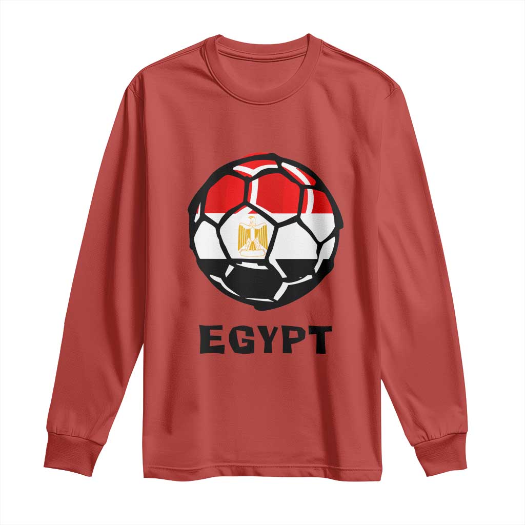 Egyptian Flag Soccer Ball Graphic Long Sleeve Shirt Egypt Pride Sports Football Fans Match Day TS02 Red Print Your Wear
