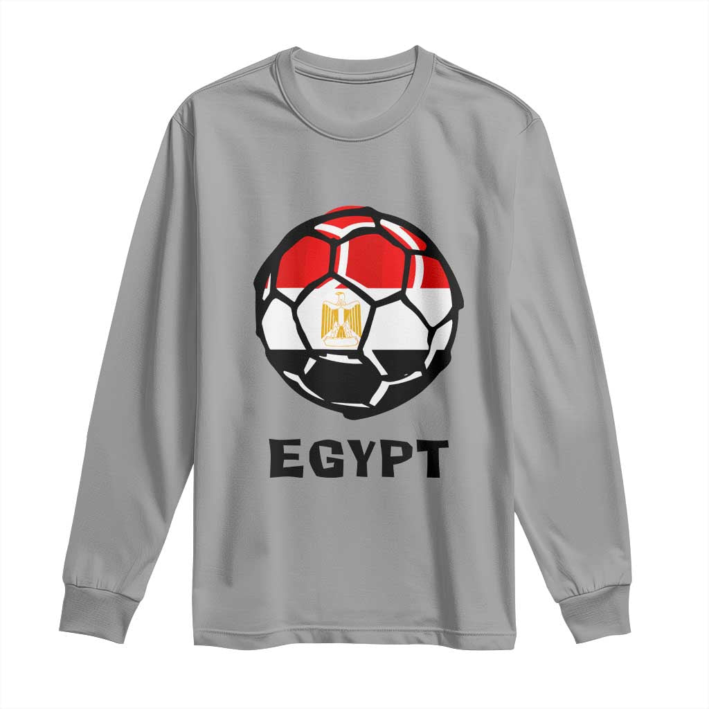 Egyptian Flag Soccer Ball Graphic Long Sleeve Shirt Egypt Pride Sports Football Fans Match Day TS02 Sport Gray Print Your Wear