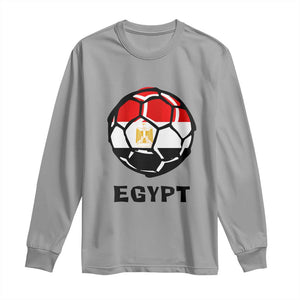 Egyptian Flag Soccer Ball Graphic Long Sleeve Shirt Egypt Pride Sports Football Fans Match Day TS02 Sport Gray Print Your Wear
