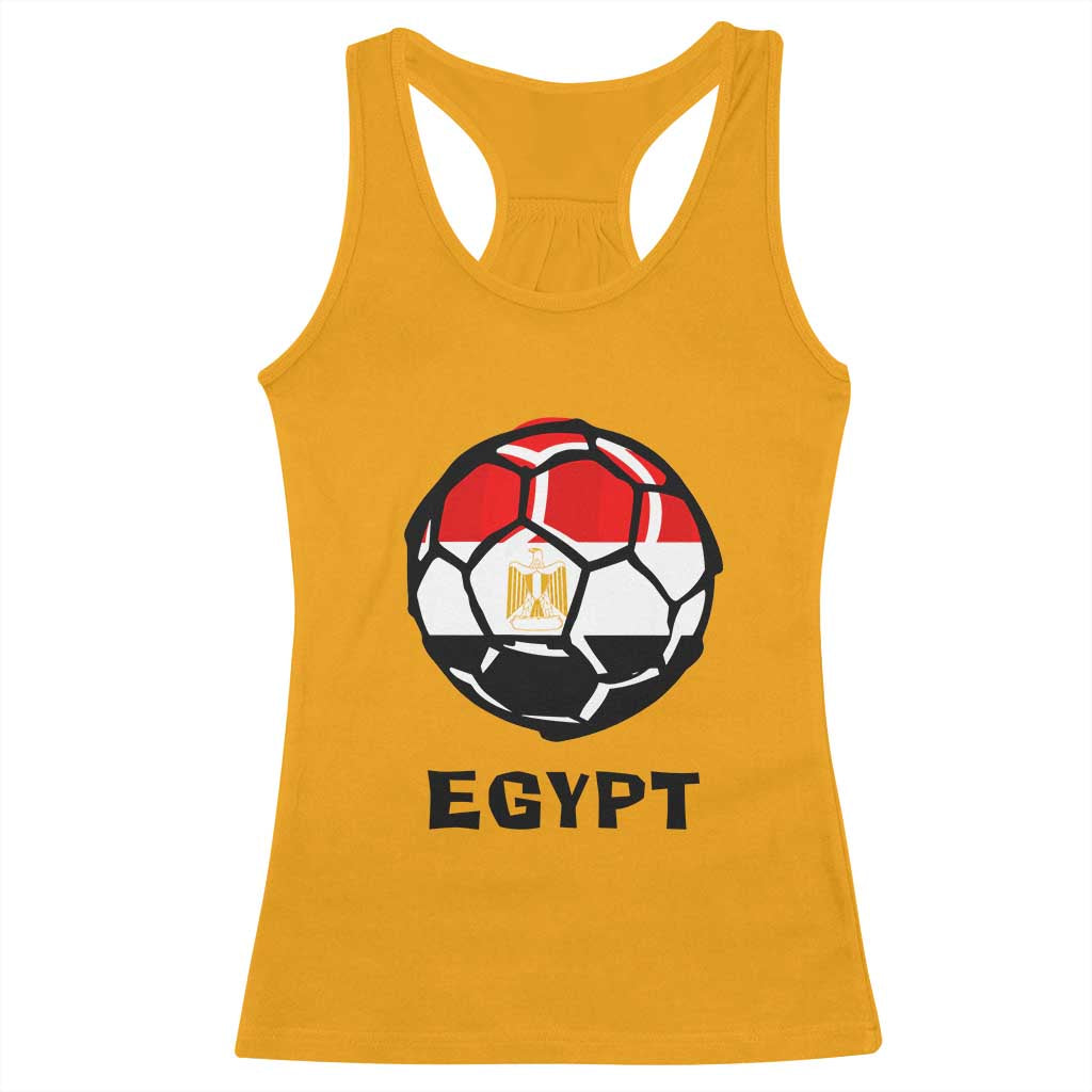Egyptian Flag Soccer Ball Graphic Racerback Tank Top Egypt Pride Sports Football Fans Match Day TS02 Gold Print Your Wear