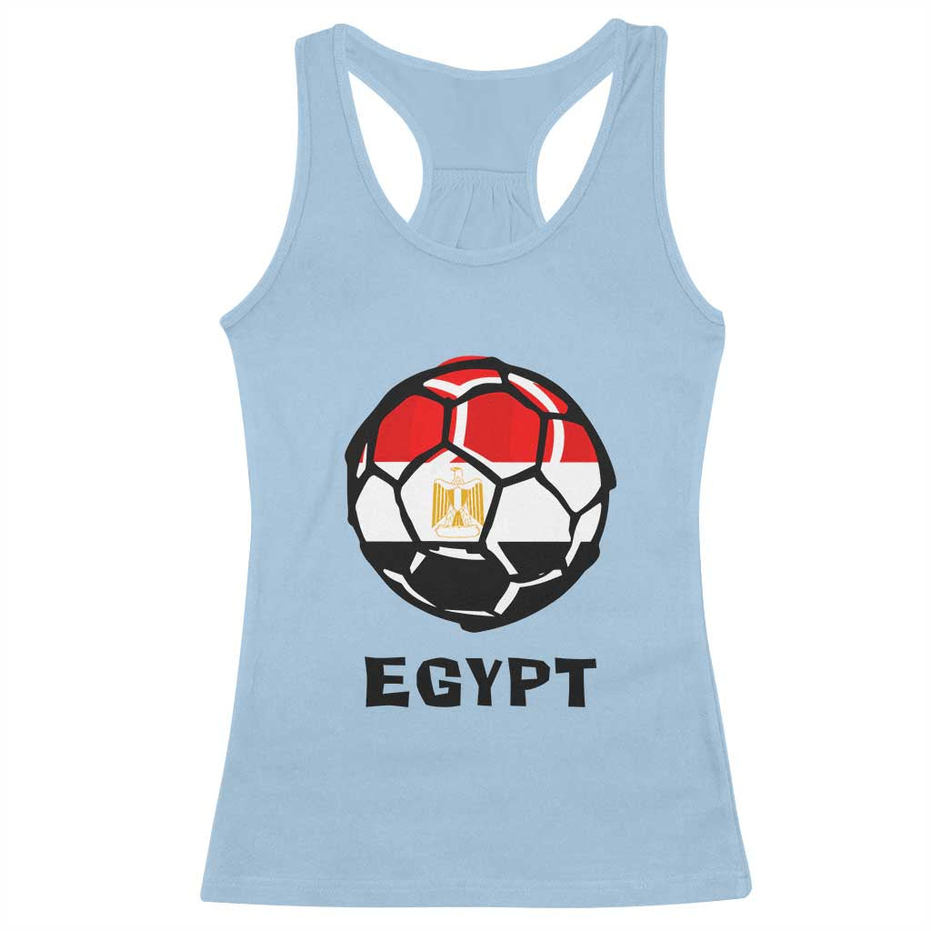 Egyptian Flag Soccer Ball Graphic Racerback Tank Top Egypt Pride Sports Football Fans Match Day TS02 Light Blue Print Your Wear