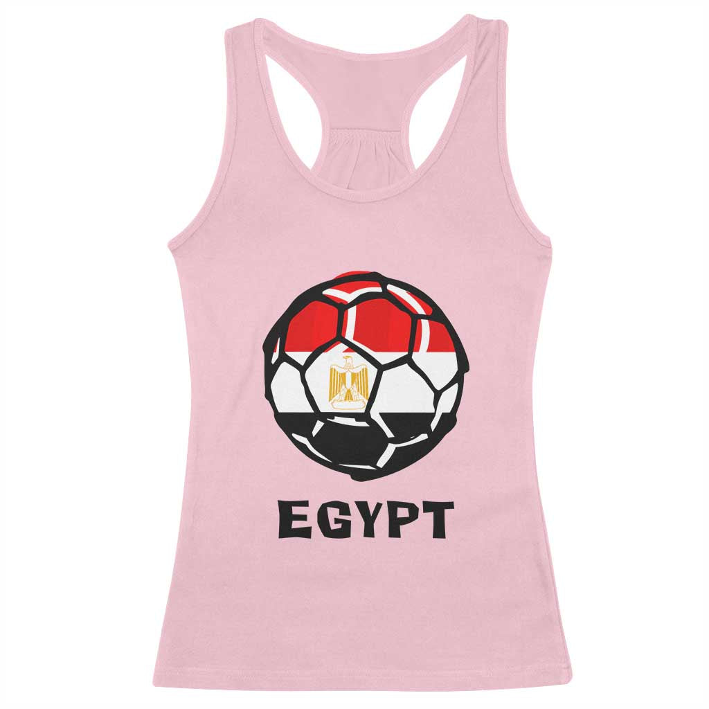 Egyptian Flag Soccer Ball Graphic Racerback Tank Top Egypt Pride Sports Football Fans Match Day TS02 Light Pink Print Your Wear