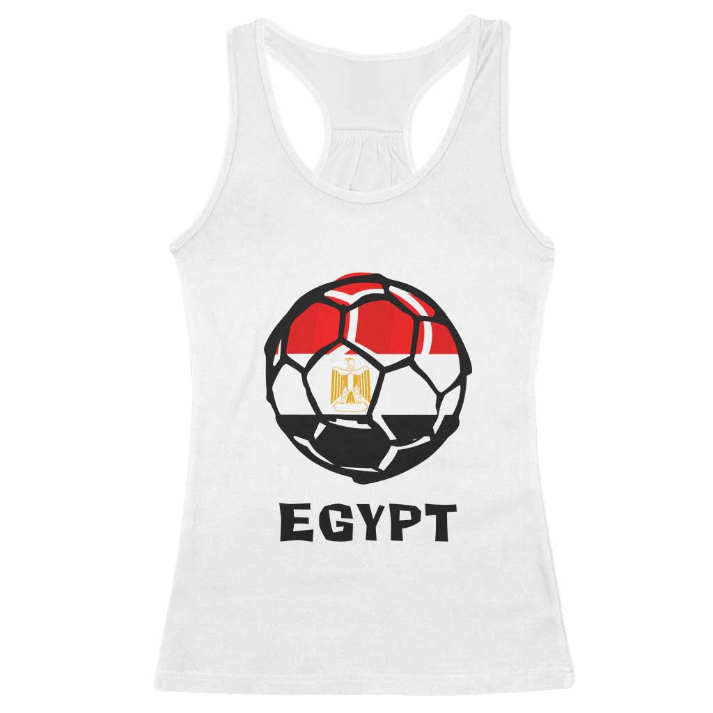 Egyptian Flag Soccer Ball Graphic Racerback Tank Top Egypt Pride Sports Football Fans Match Day TS02 White Print Your Wear