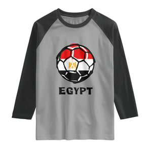 Egyptian Flag Soccer Ball Graphic Raglan Shirt Egypt Pride Sports Football Fans Match Day TS02 Sport Gray Black Print Your Wear