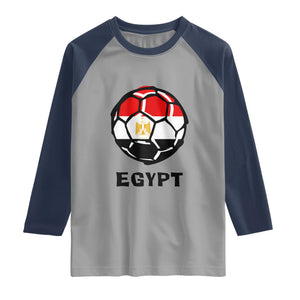 Egyptian Flag Soccer Ball Graphic Raglan Shirt Egypt Pride Sports Football Fans Match Day TS02 Sport Gray Navy Print Your Wear