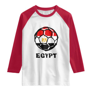Egyptian Flag Soccer Ball Graphic Raglan Shirt Egypt Pride Sports Football Fans Match Day TS02 White Red Print Your Wear