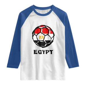 Egyptian Flag Soccer Ball Graphic Raglan Shirt Egypt Pride Sports Football Fans Match Day TS02 White Royal Print Your Wear