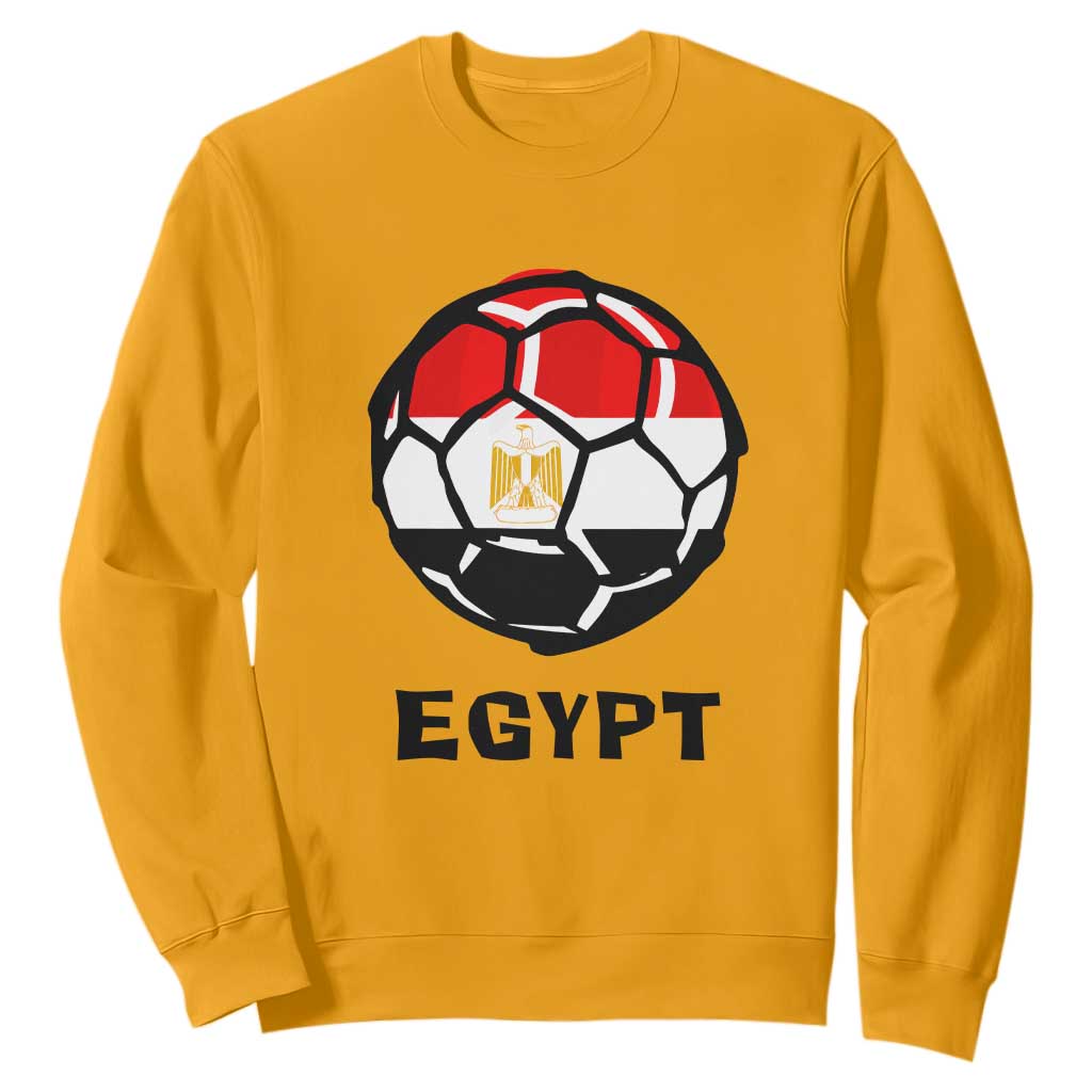 Egyptian Flag Soccer Ball Graphic Sweatshirt Egypt Pride Sports Football Fans Match Day TS02 S Gold Print Your Wear