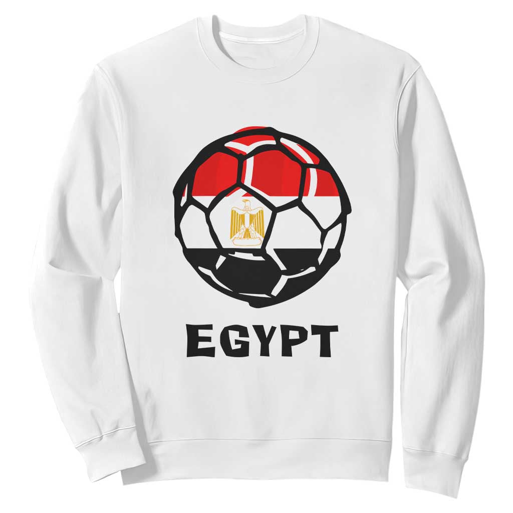 Egyptian Flag Soccer Ball Graphic Sweatshirt Egypt Pride Sports Football Fans Match Day TS02 White Print Your Wear