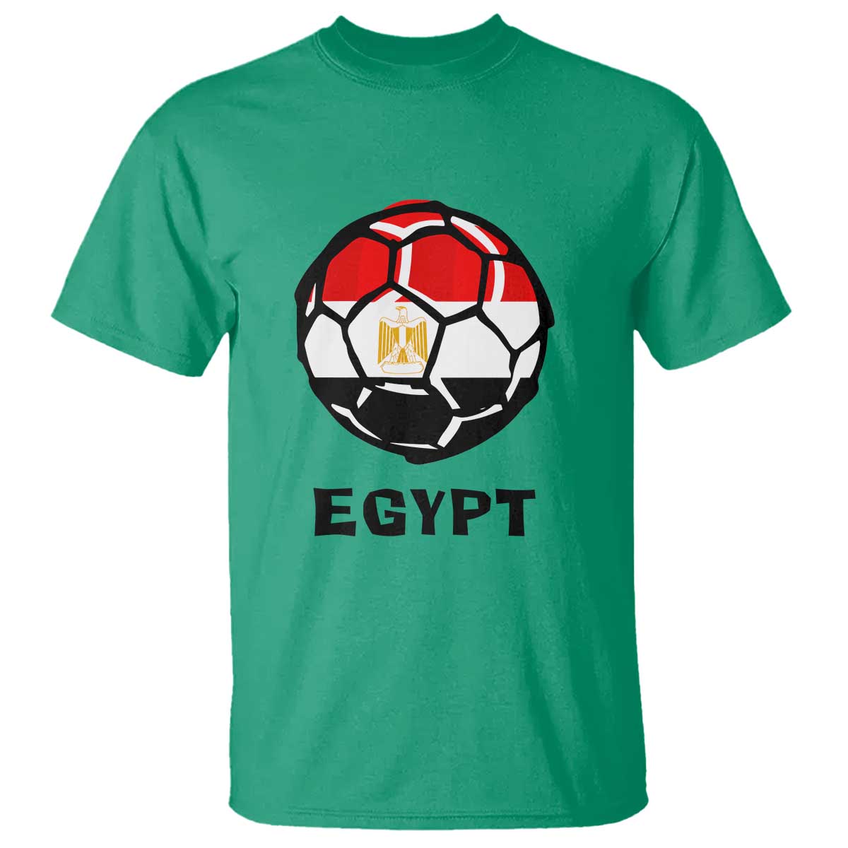 Egyptian Flag Soccer Ball Graphic T Shirt Egypt Pride Sports Football Fans Match Day TS02 Irish Green Print Your Wear