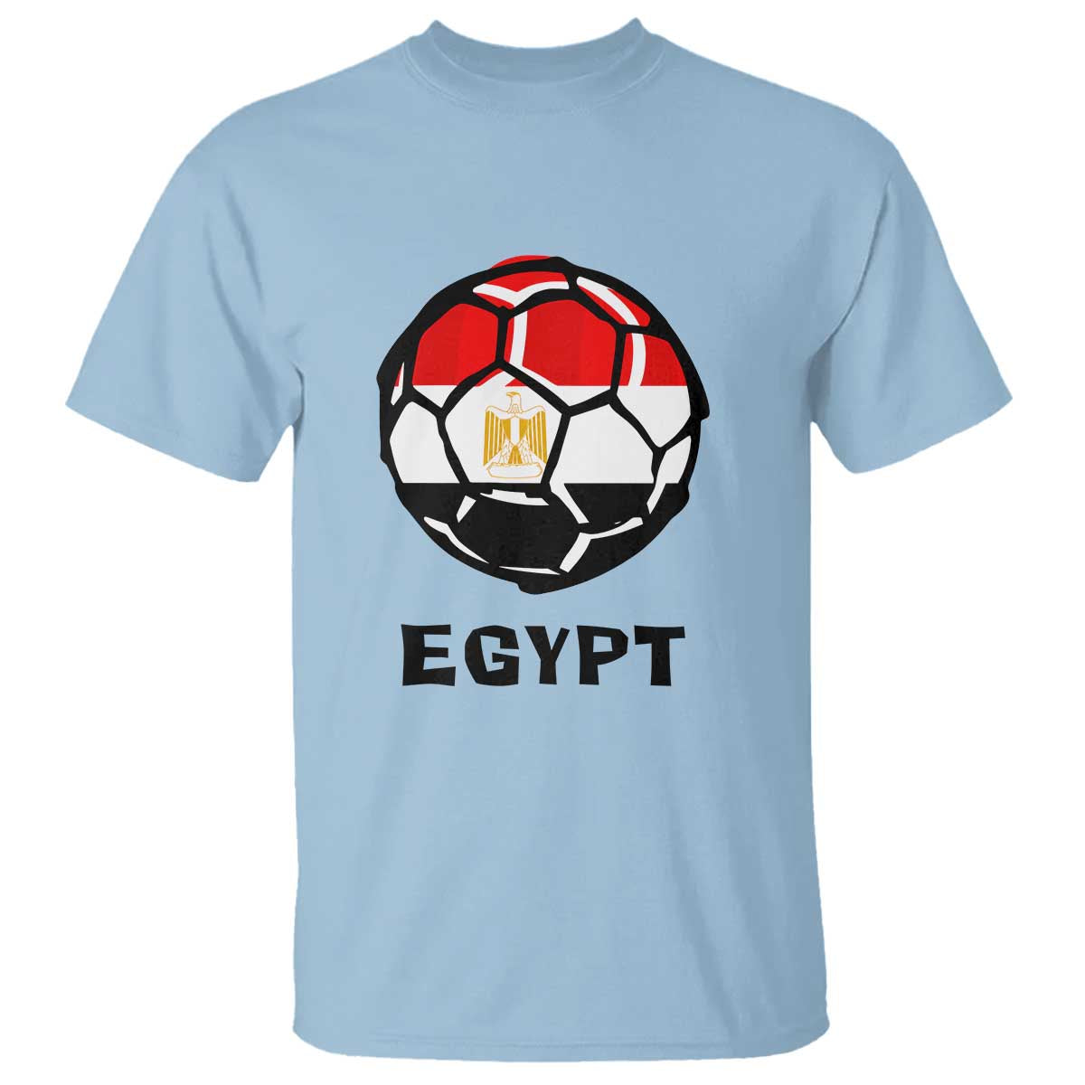 Egyptian Flag Soccer Ball Graphic T Shirt Egypt Pride Sports Football Fans Match Day TS02 Light Blue Print Your Wear