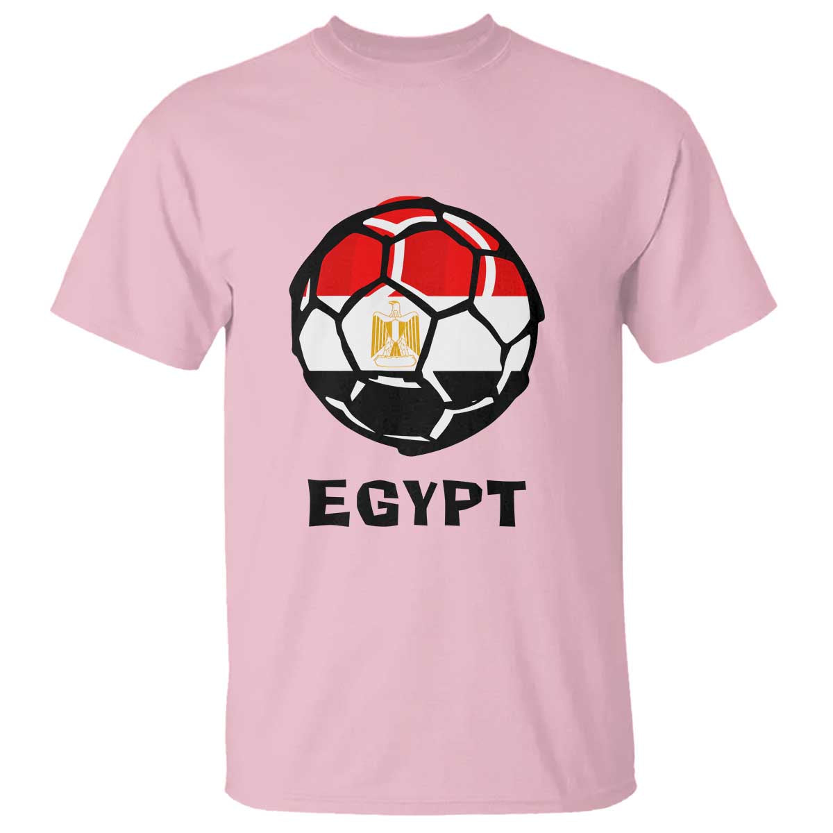 Egyptian Flag Soccer Ball Graphic T Shirt Egypt Pride Sports Football Fans Match Day TS02 Light Pink Print Your Wear