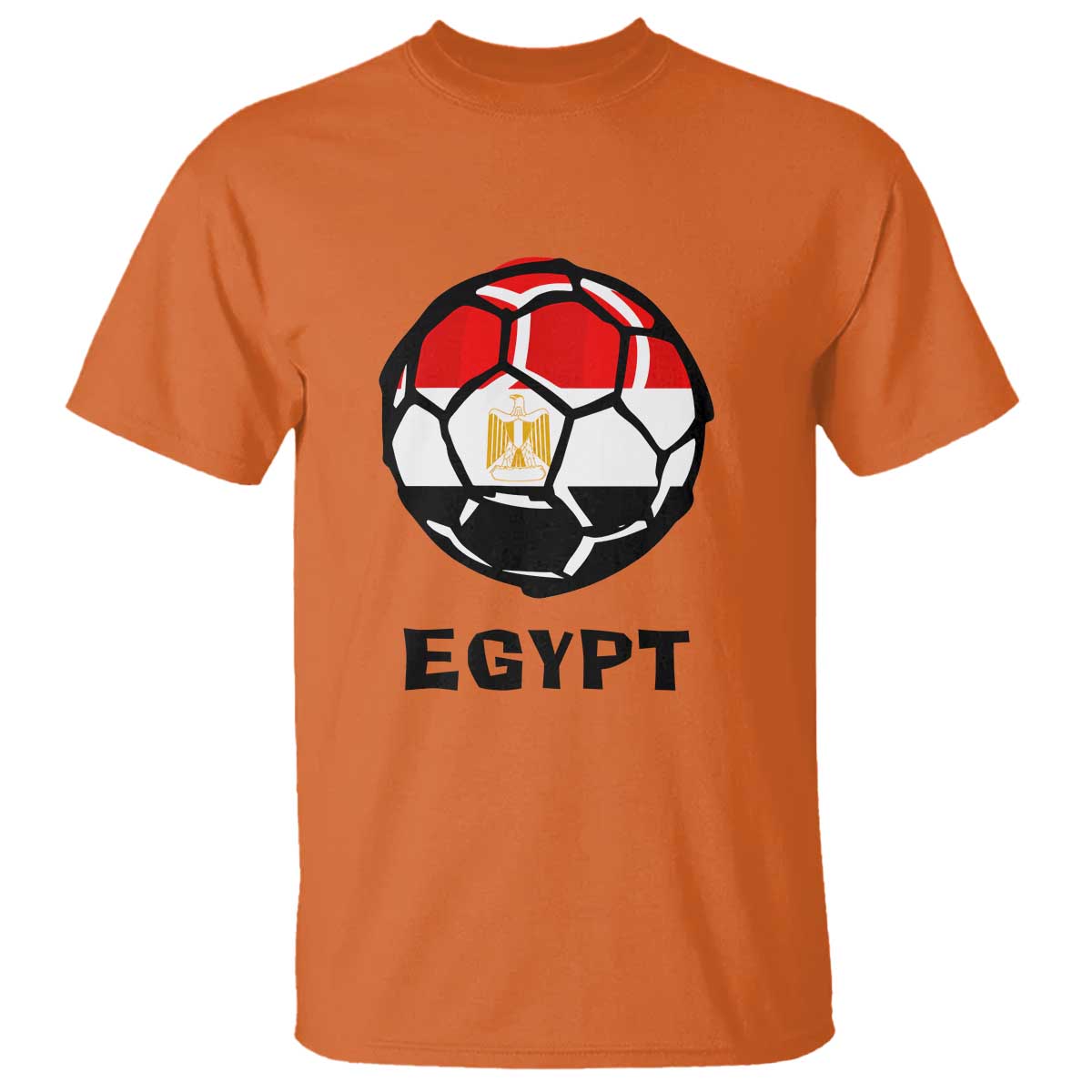 Egyptian Flag Soccer Ball Graphic T Shirt Egypt Pride Sports Football Fans Match Day TS02 Orange Print Your Wear