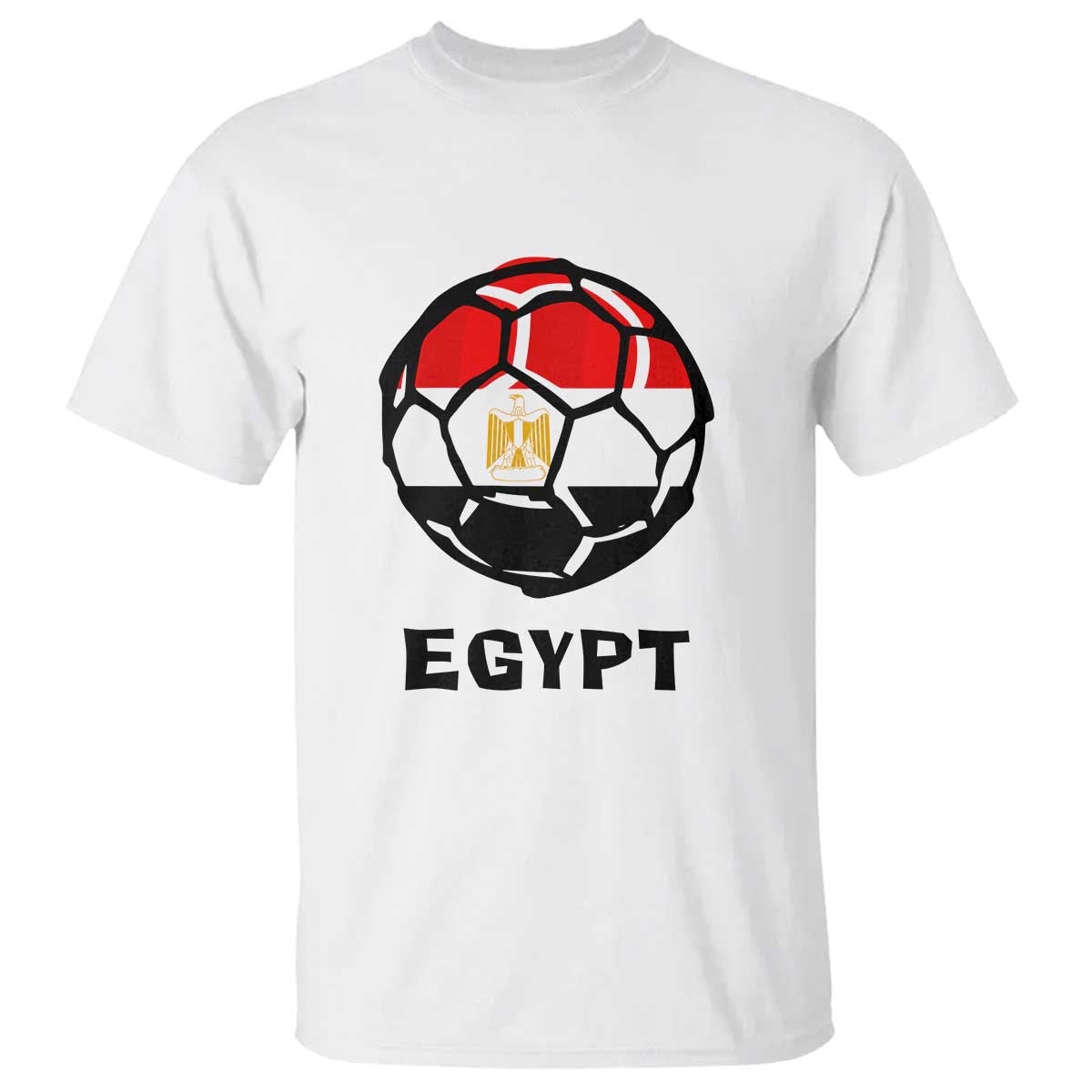 Egyptian Flag Soccer Ball Graphic T Shirt Egypt Pride Sports Football Fans Match Day TS02 White Print Your Wear