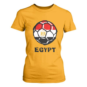 Egyptian Flag Soccer Ball Graphic T Shirt For Women Egypt Pride Sports Football Fans Match Day TS02 Gold Print Your Wear