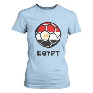 Egyptian Flag Soccer Ball Graphic T Shirt For Women Egypt Pride Sports Football Fans Match Day TS02 Light Blue Print Your Wear