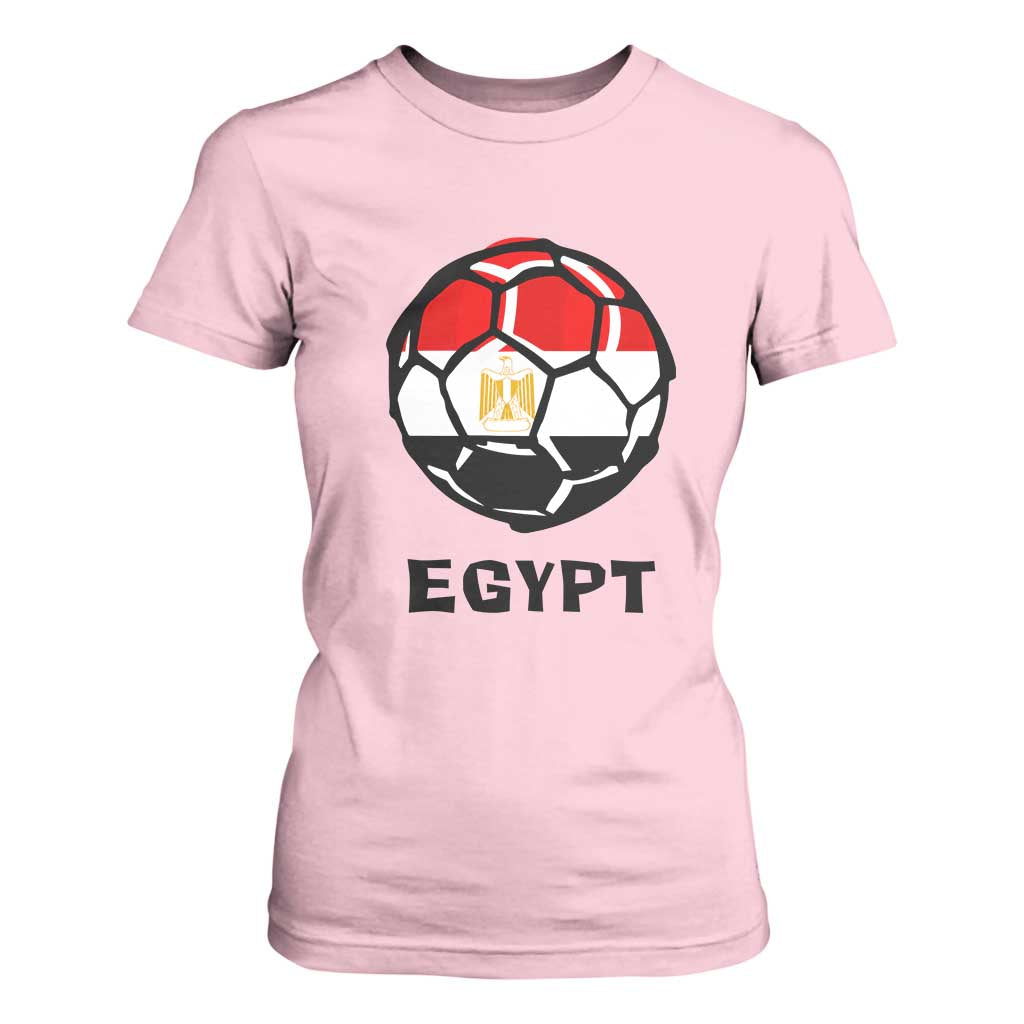 Egyptian Flag Soccer Ball Graphic T Shirt For Women Egypt Pride Sports Football Fans Match Day TS02 Light Pink Print Your Wear