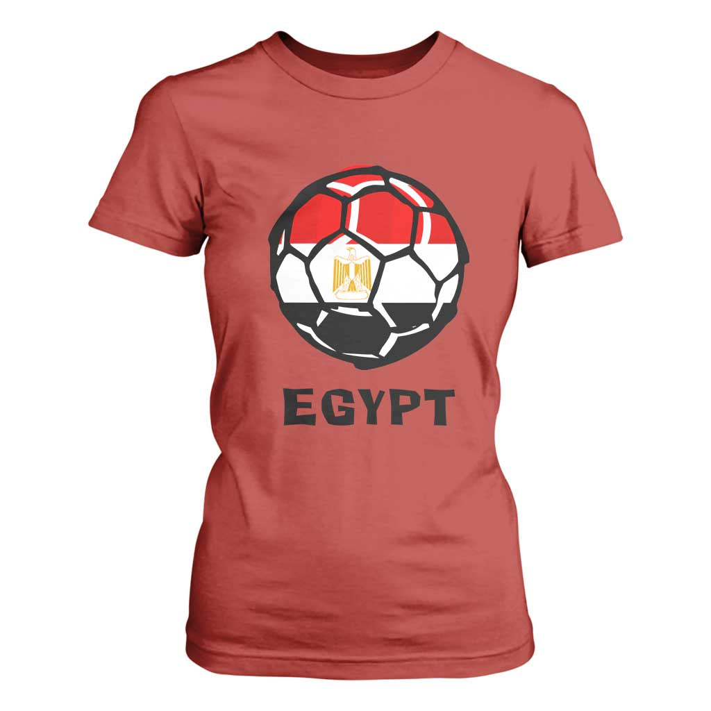 Egyptian Flag Soccer Ball Graphic T Shirt For Women Egypt Pride Sports Football Fans Match Day TS02 Red Print Your Wear
