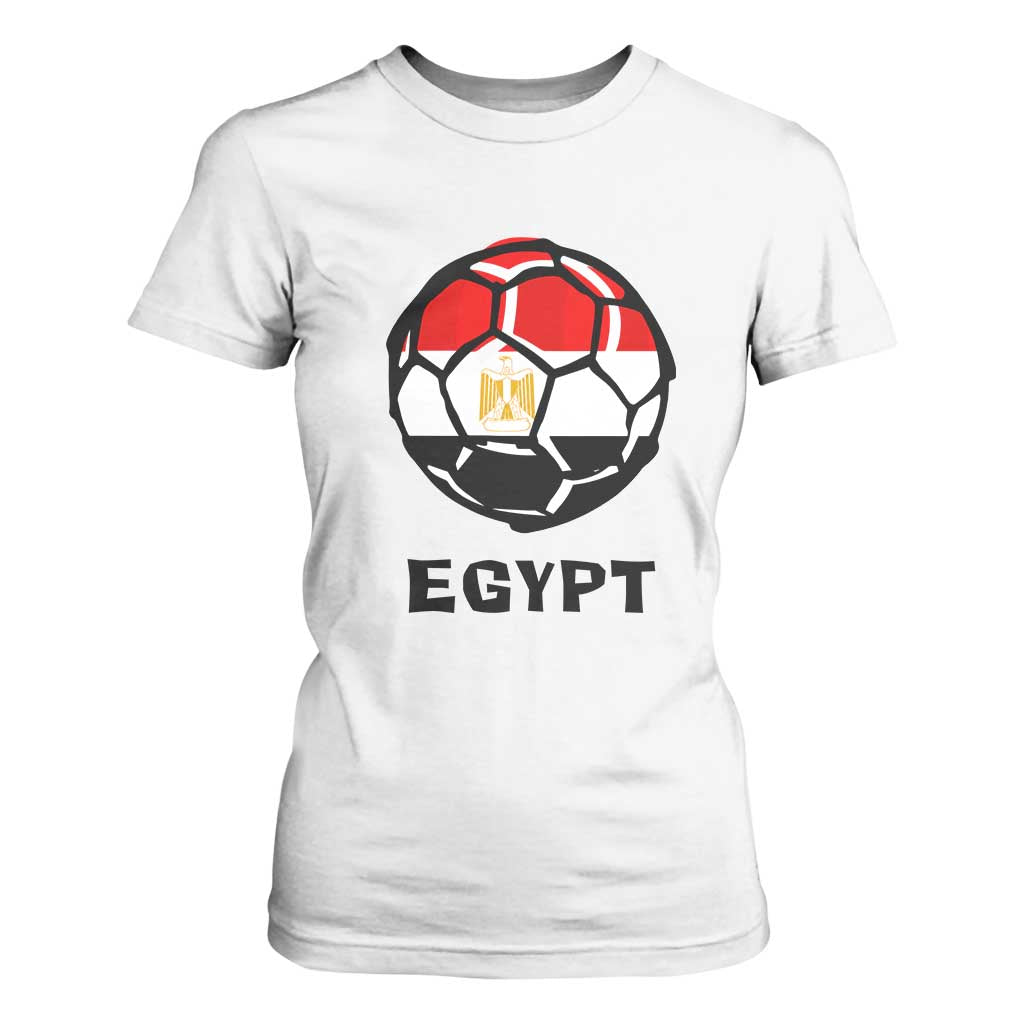Egyptian Flag Soccer Ball Graphic T Shirt For Women Egypt Pride Sports Football Fans Match Day TS02 White Print Your Wear