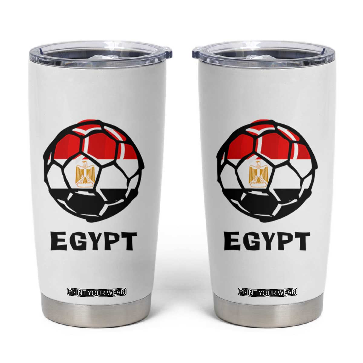 Egyptian Flag Soccer Ball Graphic Tumbler Cup Egypt Pride Sports Football Fans Match Day TS02 White Print Your Wear