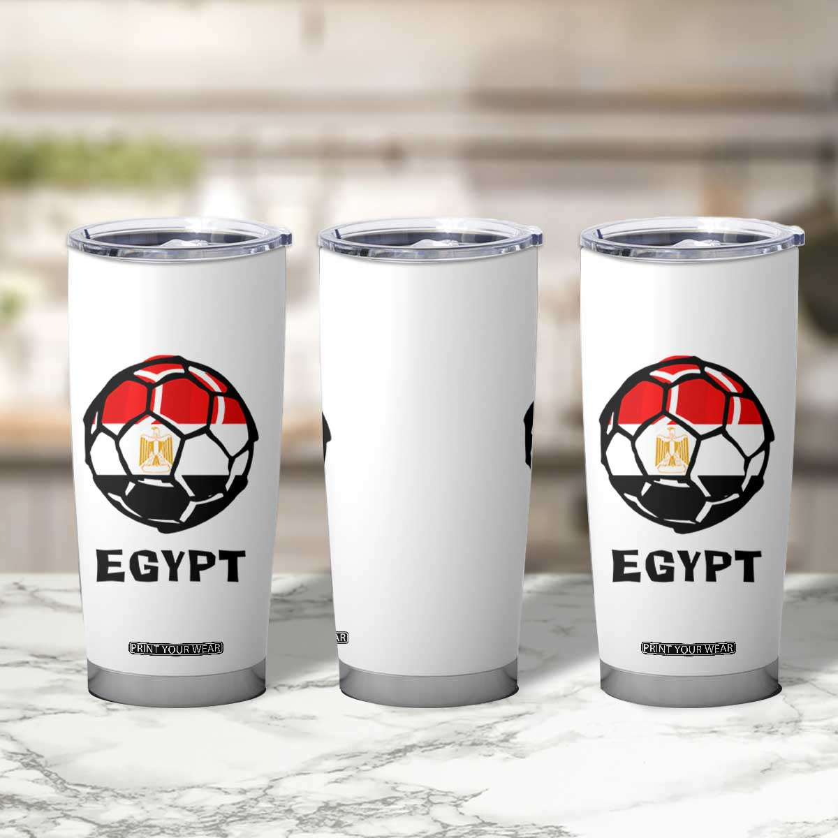 Egyptian Flag Soccer Ball Graphic Tumbler Cup Egypt Pride Sports Football Fans Match Day TS02 Print Your Wear