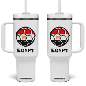 Egyptian Flag Soccer Ball Graphic Tumbler With Handle Egypt Pride Sports Football Fans Match Day TS02 One Size: 40 oz White Print Your Wear