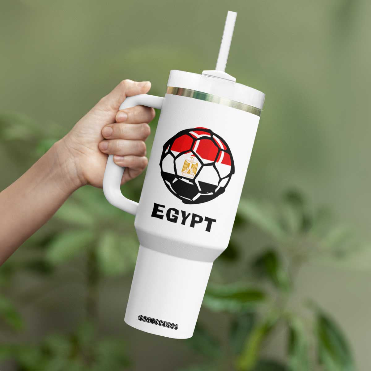 Egyptian Flag Soccer Ball Graphic Tumbler With Handle Egypt Pride Sports Football Fans Match Day TS02 Print Your Wear