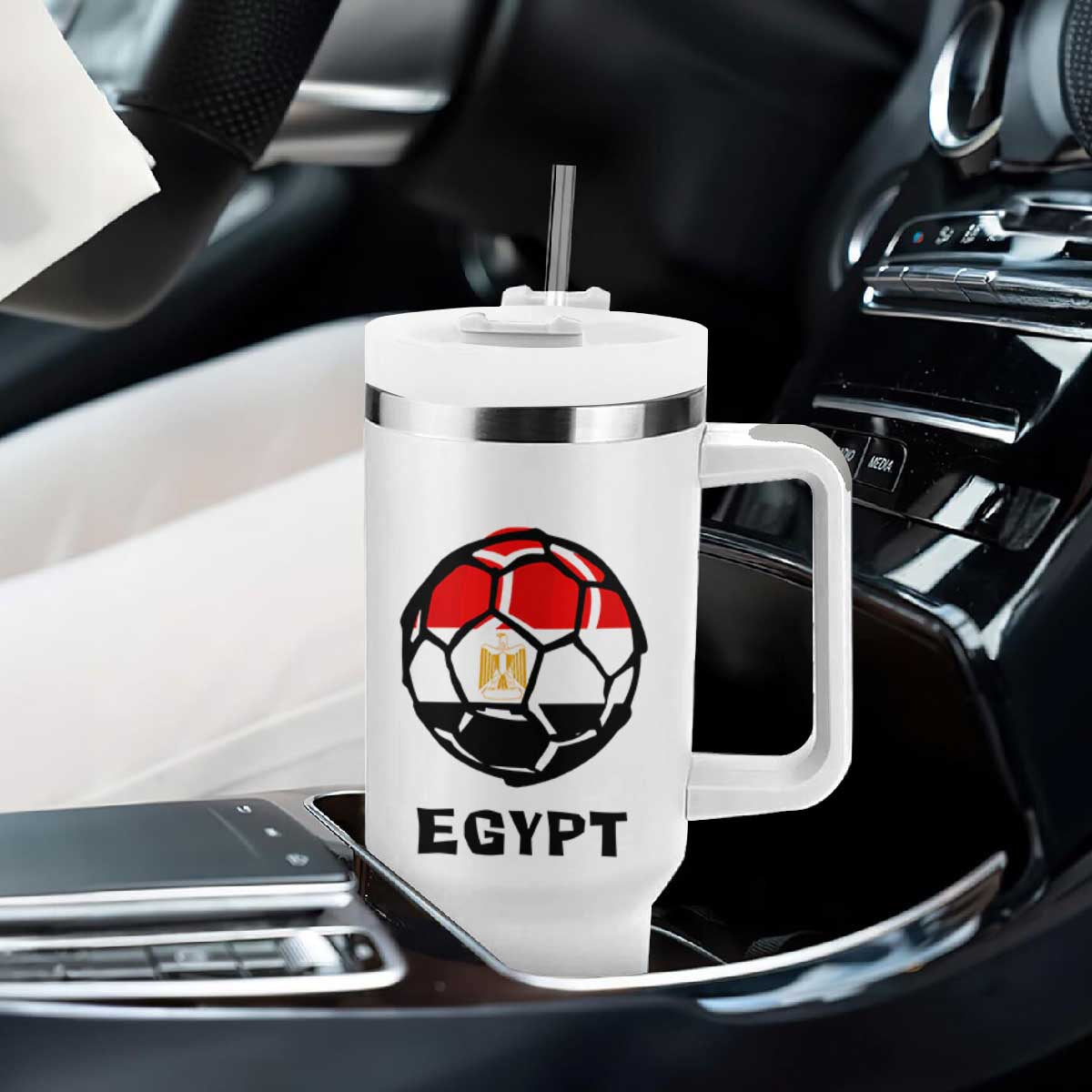 Egyptian Flag Soccer Ball Graphic Tumbler With Handle Egypt Pride Sports Football Fans Match Day TS02 Print Your Wear
