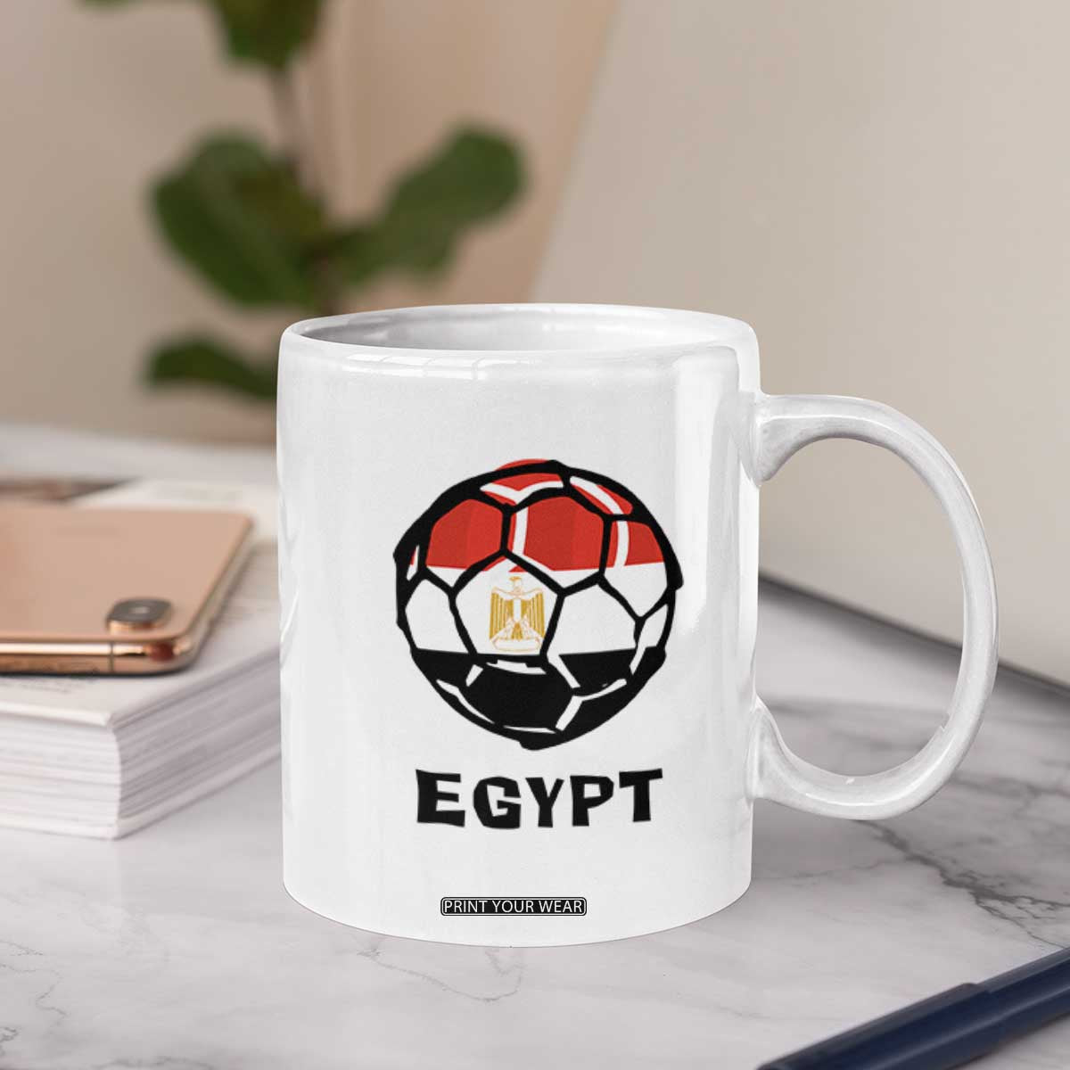 Egyptian Flag Soccer Ball Graphic Coffee Mug Egypt Pride Sports Football Fans Match Day TS02 Print Your Wear