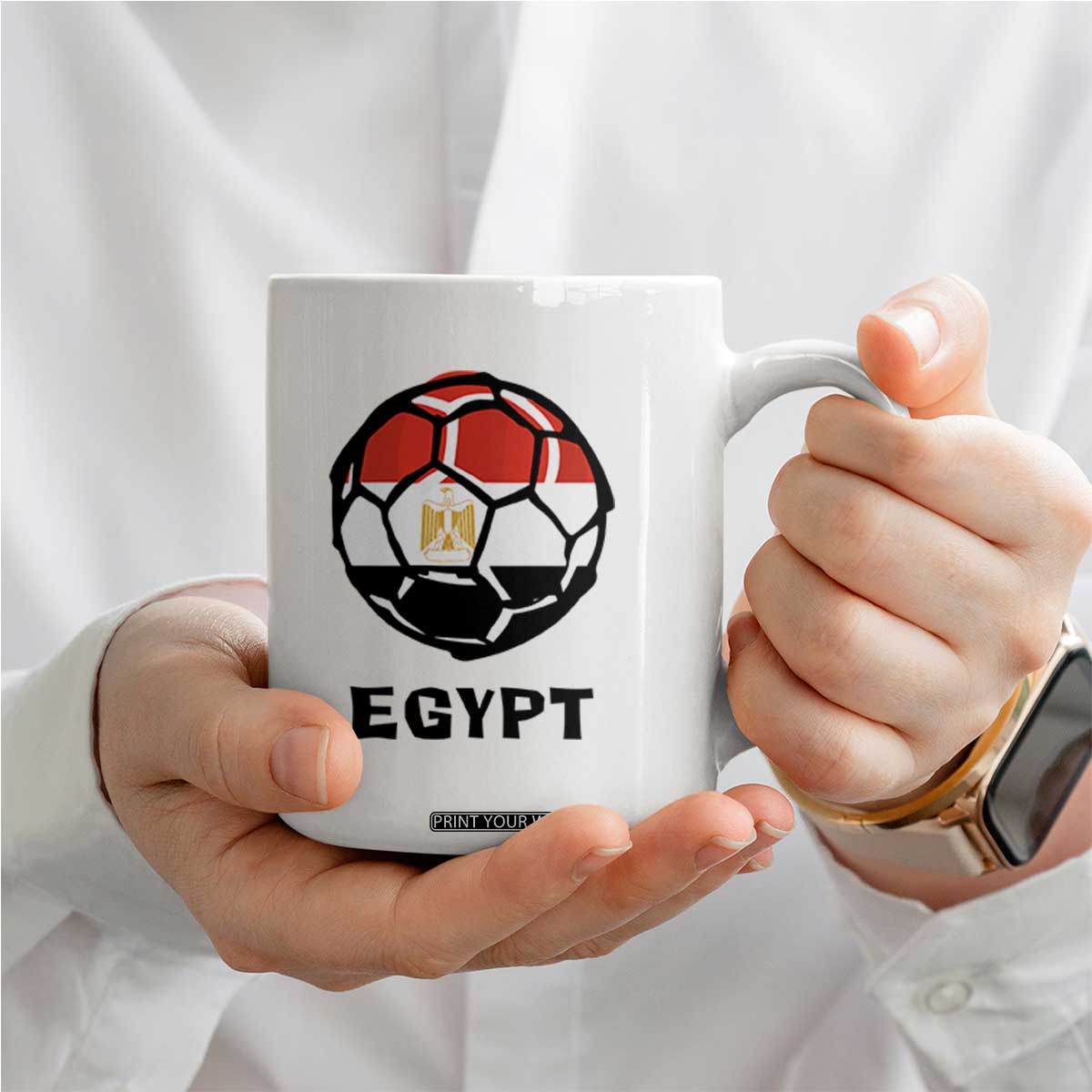 Egyptian Flag Soccer Ball Graphic Coffee Mug Egypt Pride Sports Football Fans Match Day TS02 Print Your Wear