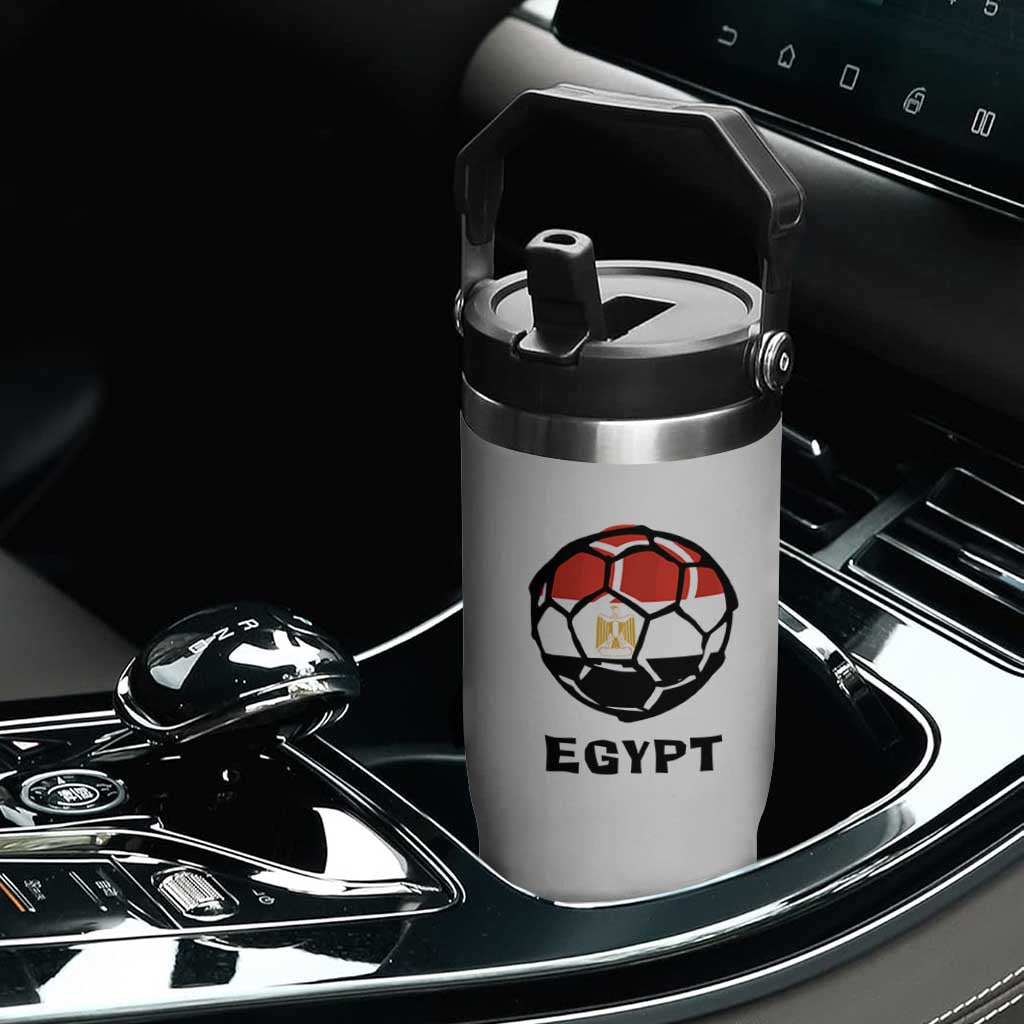 Egyptian Flag Soccer Ball Graphic Flip Straw Tumbler Egypt Pride Sports Football Fans Match Day TS02 Print Your Wear