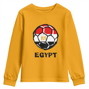 Egyptian Flag Soccer Ball Graphic Youth Sweatshirt Egypt Pride Sports Football Fans Match Day TS02 Gold Print Your Wear