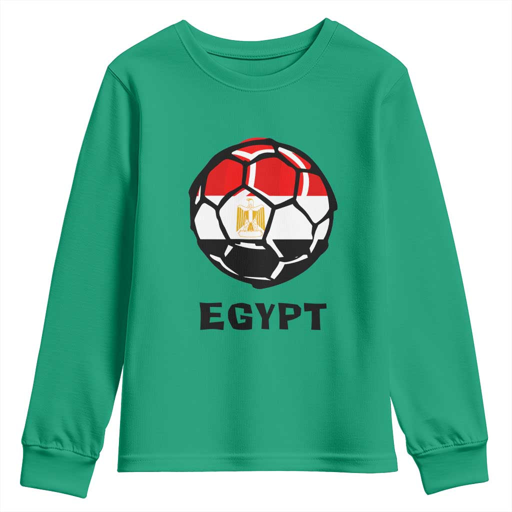 Egyptian Flag Soccer Ball Graphic Youth Sweatshirt Egypt Pride Sports Football Fans Match Day TS02 Irish Green Print Your Wear