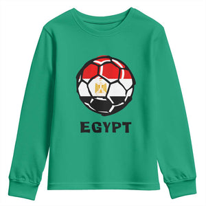 Egyptian Flag Soccer Ball Graphic Youth Sweatshirt Egypt Pride Sports Football Fans Match Day TS02 Irish Green Print Your Wear