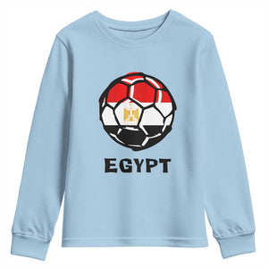 Egyptian Flag Soccer Ball Graphic Youth Sweatshirt Egypt Pride Sports Football Fans Match Day TS02 Light Blue Print Your Wear