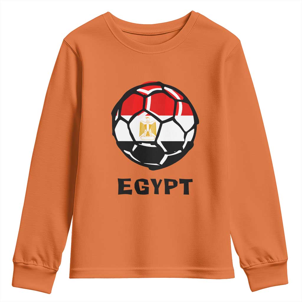 Egyptian Flag Soccer Ball Graphic Youth Sweatshirt Egypt Pride Sports Football Fans Match Day TS02 Orange Print Your Wear