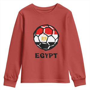 Egyptian Flag Soccer Ball Graphic Youth Sweatshirt Egypt Pride Sports Football Fans Match Day TS02 Red Print Your Wear